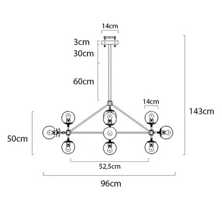 MOOSEE lampa wisząca PLANETARIO 10        czarna - klosze dymione
