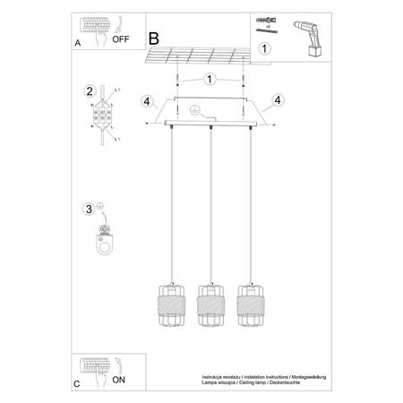 Lampa wisząca GIZUR 3L