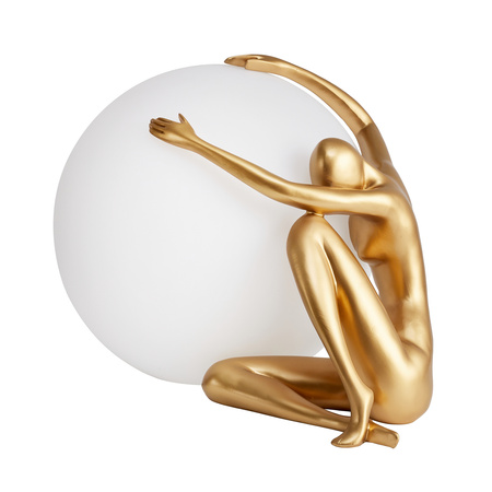 Lampa stołowa WOMAN-1 ,47 cm -złota figura, biały klosz