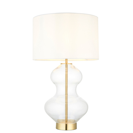 Kelda Shaped Table Lamp Satin Brass Vintage White