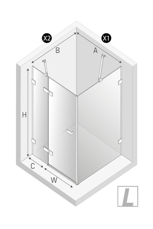 NZ2 Kabina prysznicowa OXIA GUNMETAL BRUSHED 1D L 80x70x200 szkło czyste 8mm Active Shield 2.0