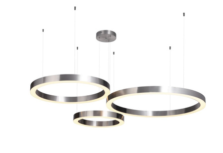 Lampa wisząca CIRCLE 3 40+60+80 cm - LED, rinig nikiel szczotkowany na 1 podsufitce