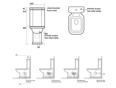 WALDORF kompakt WC, odpływ poziomy/pionowy, czarny-chrom