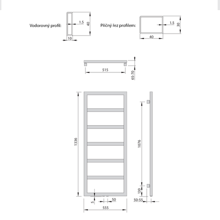 DENALI grzejnik 550x1336 mm, antracyt