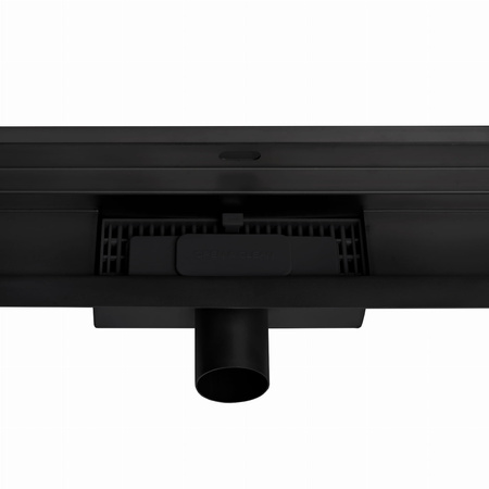 A4H Odpływ Liniowy ścienny Czarny 80 cm 2w1 – Niski montaż 54 mm