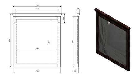 CROSS lustro w drewnianej ramie 70x80cm, buk