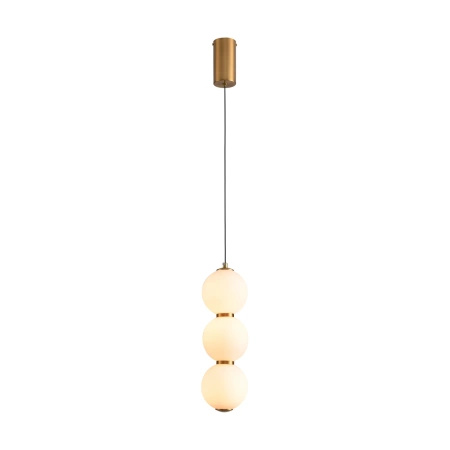 Lampa wisząca PERLA LED 12 cm - złoty akcent z trzema białymi kloszami