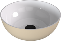 BANERA ROUND umywalka kompozytowa nablatowa, średnica 39cm, biały/beż mat