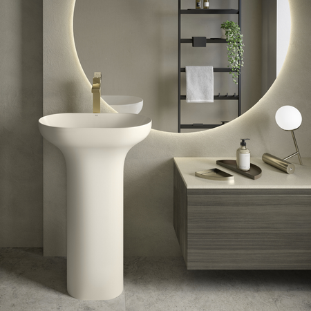 DES Umywalka wolnostojąca 60x35 odpływ do podłogi beżowy mat