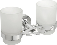 X-ROUND wiszący podwójny uchwyt na kubki, szkło mleczne, chrom