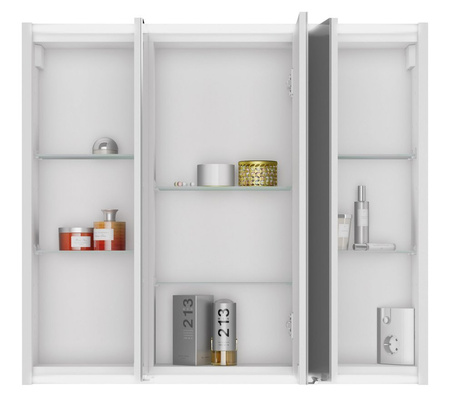 BATU szafka z lustrem 80x71x15cm, 2x oświetlenie LED, biały