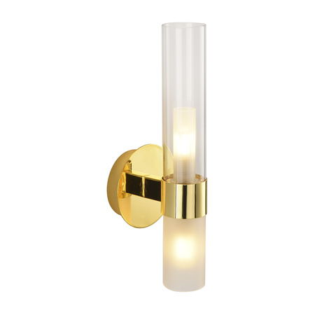 Lampa ścienna CANDELA 31 cm- kinkiet szlany, złota tuba
