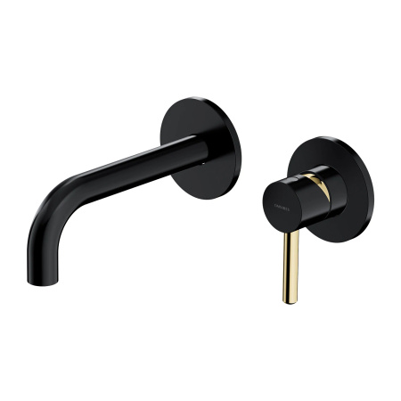 Y bateria umywalkowa podtynkowa, czarny półmat/złoty połysk