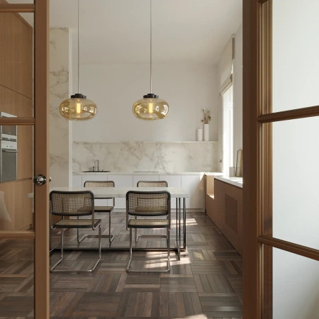 MAXLIGHT P0516 LAMPA WISZĄCA MOONSTONE AMBER GLASS+BLACK MARBLE