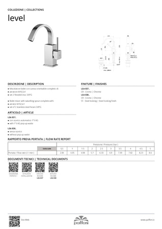 Bateria umywalkowa stojąca (clickclack)-Paffoni/kolekcja Level
