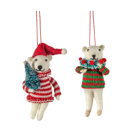 Polar Bears w/Decorations (Set of 2) 65x65x110mm