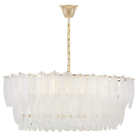 NOWOCZESNY ŻYRANDOL KRYSZTAŁOWY BIAŁO-ZŁOTY CAVALINI D80