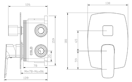 Zestaw prysznicowy podtynkowy trzyfunkcyjny