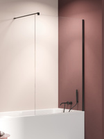 NZ4 Parawan nawannowy NESTA BLACK stały U 50x140 szkło czyste 8mm Active Shield 2.0 - wsp. równoległy