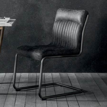 Krzesło skórzane Capri Antique Ebony 520 x 660 x 880 mm