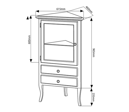 RETRO szafka narożna 60x120x47cm, starobiała, prawa