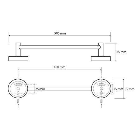 X-ROUND E wieszak na ręczniki 450mm, chrom