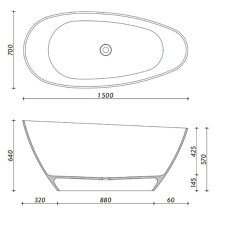 Wanna wolnostojąca Pietra 1500 Snow White Glossy