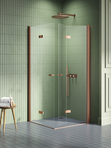 NZ2 Kabina prysznicowa NEW SOLEO COPPER BRUSHED 2D prostokątna 80x100x195 szkło czyste 6mm Active Shield 2.0 - składane