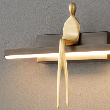 Lampa ścienna AMICI LED 31 cm - czarny kinkiet ze złotą figurą