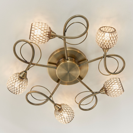 Aherne 5 Ceiling Lamp Antique Brass