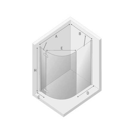 KABINA NEW MERANA ASYMETRYCZNA P 100x80x195 CZYSTE 6mm ACTIVE SHIELD