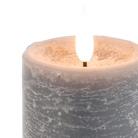 LED 1 Wick Candle Grey 3pk 70x70x150mm
