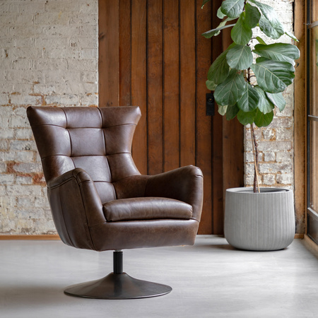 Bristol Swivel Chair Brown Leather 700x810x950mm