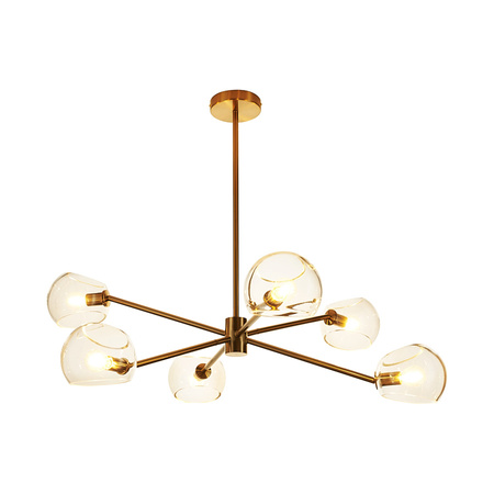 Lampa wisząca COSMIC-6 75 cm - złoty stelaż, transparentne klosze
