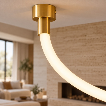 Lampa wisząca SNAKE LED 300 cm - elastyczny przewód LED, 3000K, złote uchwyty