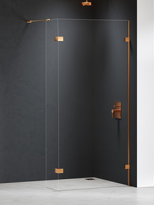 NZ2 Kabina prysznicowa EVENTA COPPER BRUSHED WALK-IN U 50x200 szkło czyste 8mm Active Shield 2.0