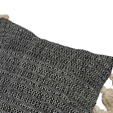 Woven Cushion with Tassels Black 450x450mm