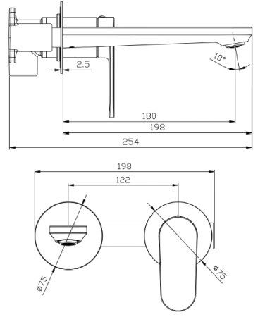 Bateria umywalkowa podtynkowa, chrom