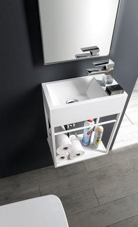 AMAROK umywalka kompozytowa 40x22cm, biała, bateria z prawej strony