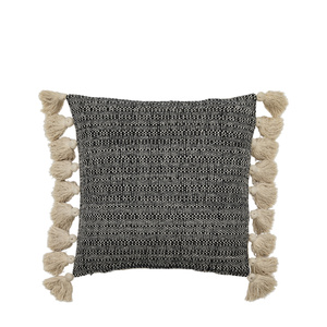 Woven Cushion with Tassels Black 450x450mm