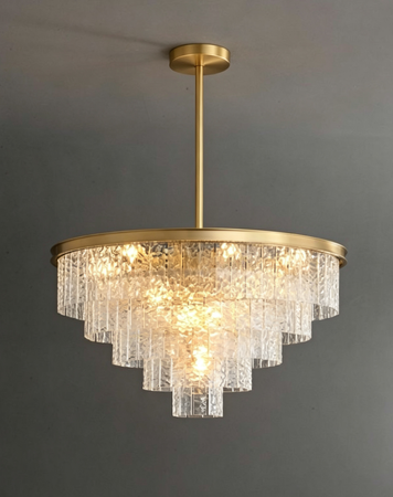 Lampa wisząca ICELAND 60 cm - mosiądz, szkło kryształowe
