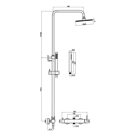 Natynkowy zestaw prysznicowy z deszczownicą Cetus Matt black