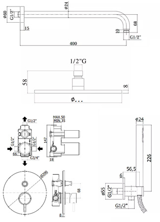 Paffoni Light LIG015ZSC2A.RASP zestaw natryskowy podtynkowy miedź szczotkowana PVD Ø225 mm