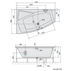 EVIA L wanna z hydromasażem, 170x100x47cm, Attraction Hydro-Air, chrom