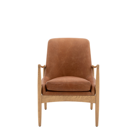 Fotel Carrera z brązowej skóry 685 x 720 x 820 mm
