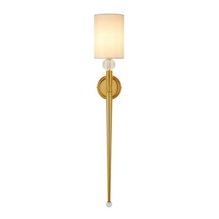 Lampa ścienna DAMA 92 cm-  złoty kinkiet z białym abażurem
