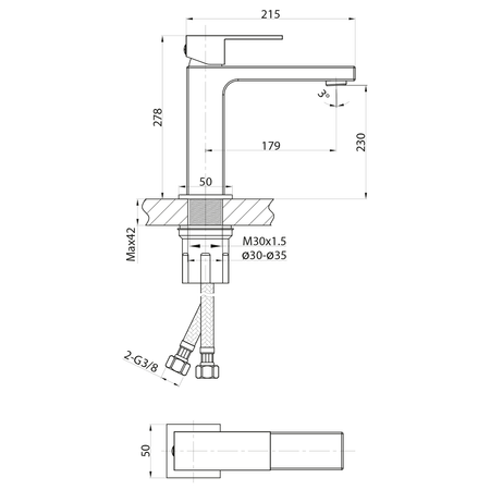 CUBEMIX bateria umywalkowa, wysoka, złoto mat