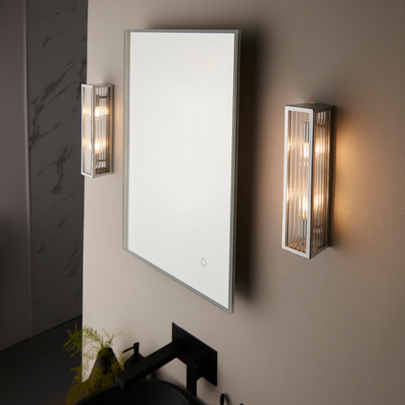 Newham Bathroom 2 Wall Light Chrome/Clear Ribbed