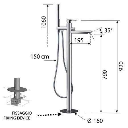SPY bateria wannowa wolnostojąca, czarny mat
