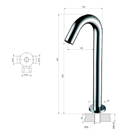 Bateria sensorowa stojąca, 6V DC (4xAA), chrom